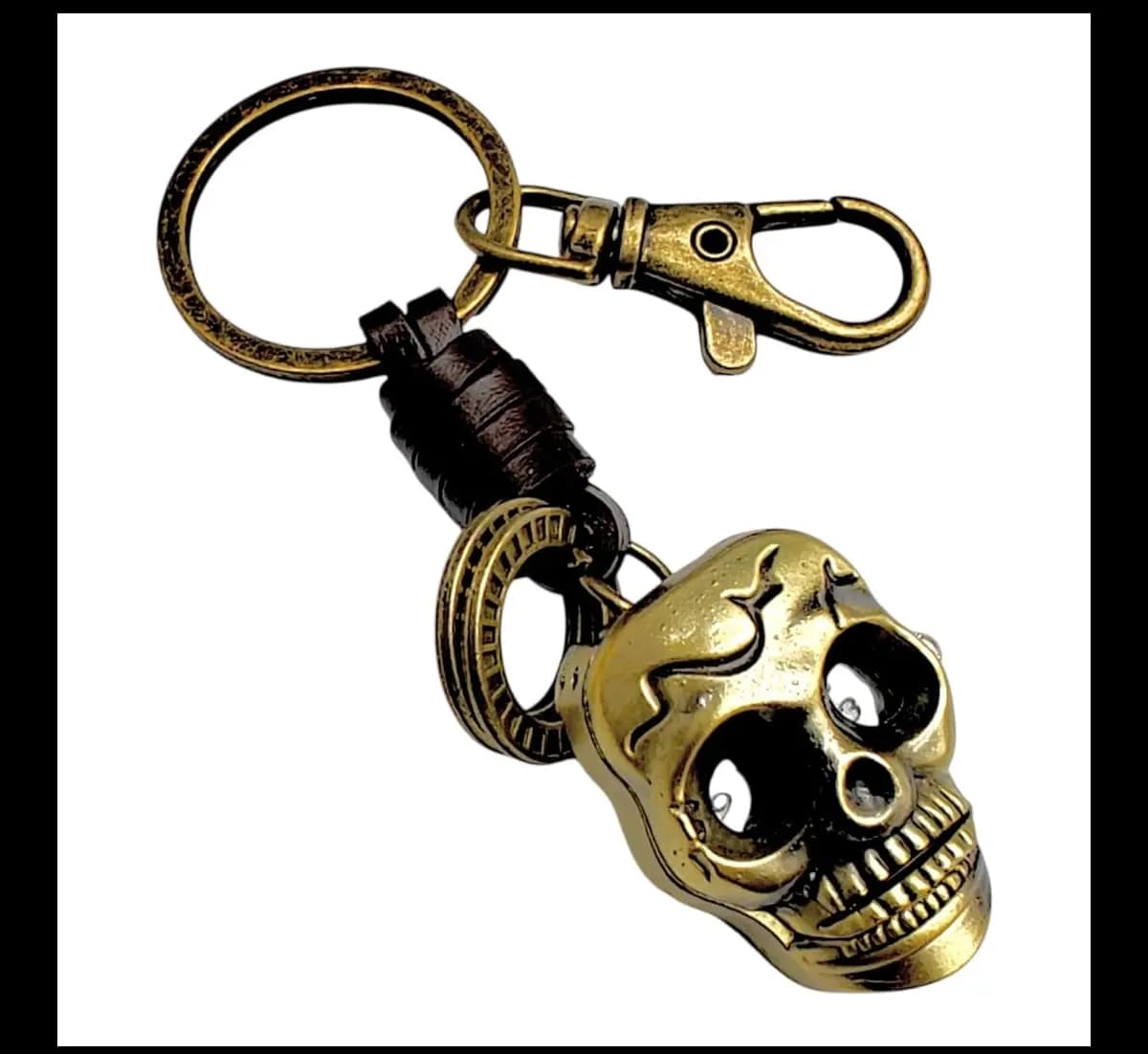 Vintage Brass Skull Keychain With Lobster Clasp | Gothic Punk